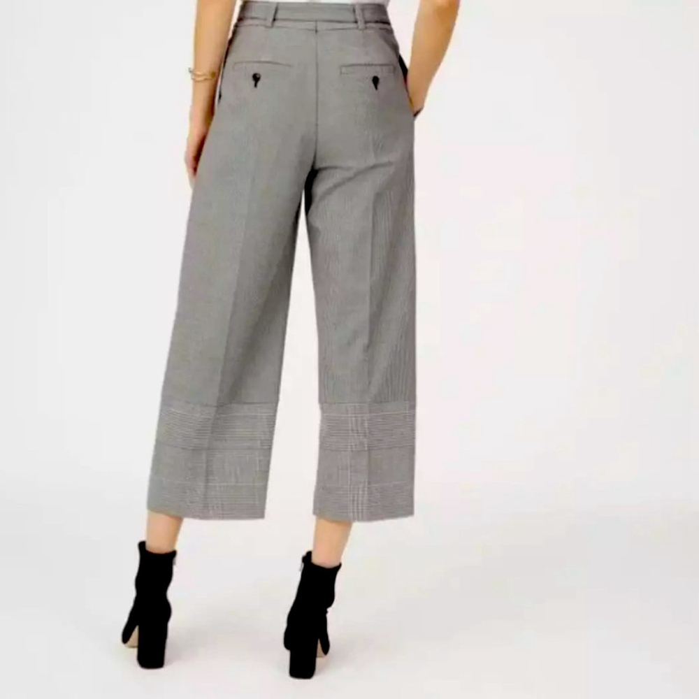 * Club Monaco Mixed Plaid Cropped Wide Leg Trousers Size 6